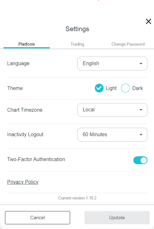 Settings ThinkTrader