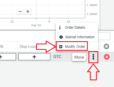 modify Order ticket on ThinkTrader web