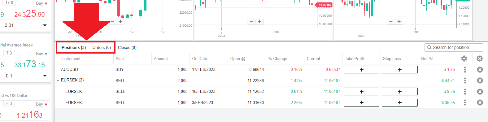 Open Positions & Pending Orders